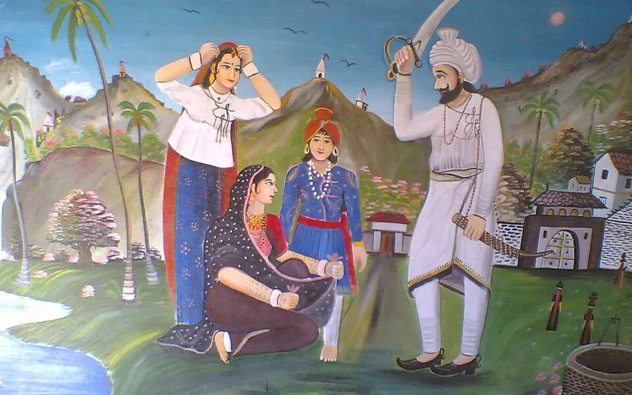 Devayat Bodar — the Ahir who sheltered the Chudasama heir Ra’ Navghan; statue in Saurashtra · Wikimedia Commons